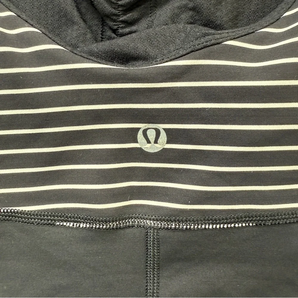 Lululemon Power Y Tank Dress Size 8 Black Stripe Built‎ In Bra Athletic